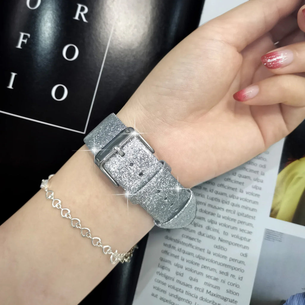 Shiny band For Apple Watch band 44mm 40mm Ultra 49mm 41mm 42mm 38mm 45mm Glitter leather loop band Apple Watch Series 8 7 6 5 4 3 SE