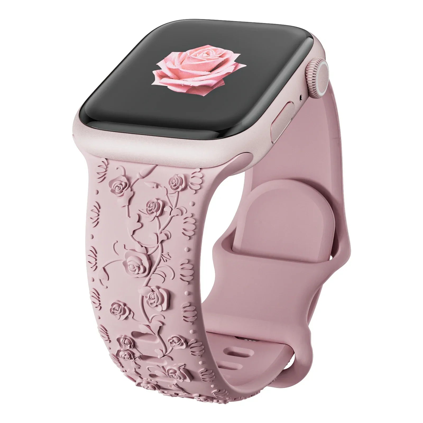 Engraved band for Apple Watch band 46mm 44mm 40mm 49mm 45mm 41mm 42mm Floral Silicone Correas Apple Watch Ultra 2 Series 10 9 8 7 6 SE 5
