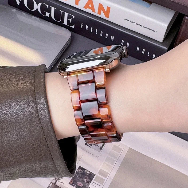 Luxury Resin band for Apple Watch Ultra 2 band 49mm 45mm 41mm 40mm 44mm 38mm 42mm Link band Apple Watch Series 9 7 8 6 SE 5 4 3