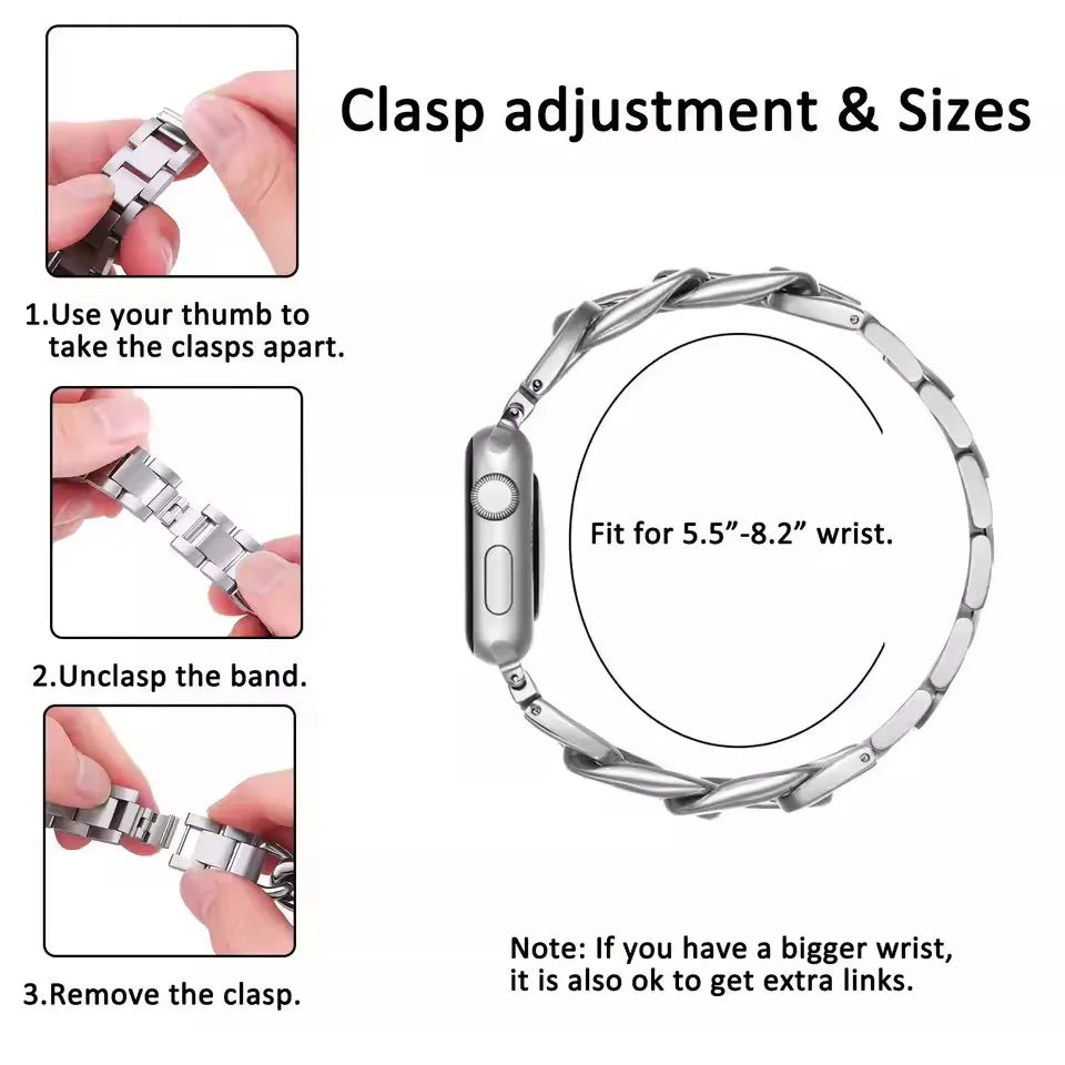 Metallic Chain Watch band for Apple Watch band 45mm 49mm 40mm 42mm 44mm Sport watch band for Apple Watch Series Ultra 2 9 8 7 6 5 SE