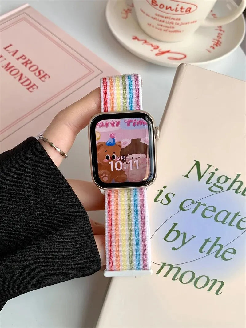 Sport loop For Apple Watch Ultra 2 band 49mm 44mm 40mm 45mm 42mm 41mm 38mm Nylon pride band Apple Watch band Series 9 8 7 6 5 4 3 se