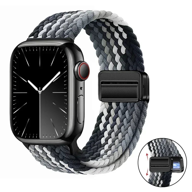 Magnetic Braided band For Apple Watch band 46mm 42mm 45mm 41mm 44mm 40mm Ultra 2 49mm Nylon band Apple Watch 10 9 8 7 6 5 4 SE