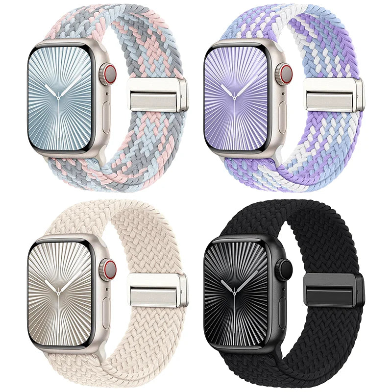 Braided band For Apple Watch band 40mm 44mm 42mm 46mm 45mm 38mm 41mm Magnetic buckle band Series 10 SE 9 8 7 6 5 4 Ultra 2 49mm