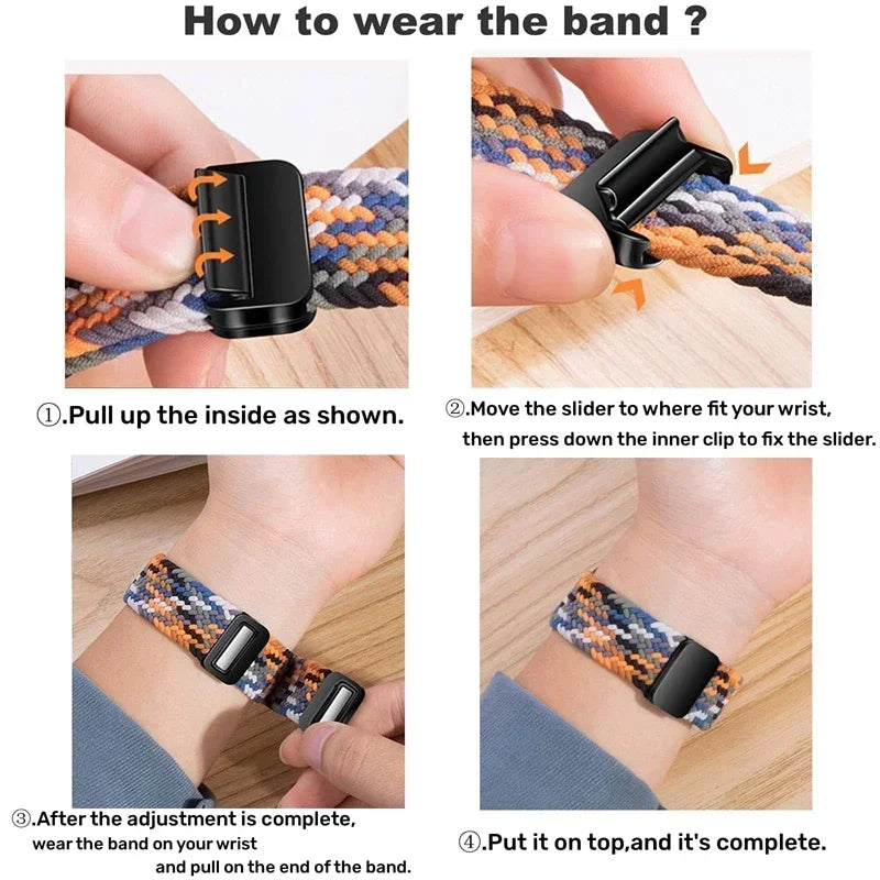 Braided band For Apple Watch band 40mm 44mm 42mm 46mm 45mm 38mm 41mm Magnetic buckle band Series 10 SE 9 8 7 6 5 4 Ultra 2 49mm