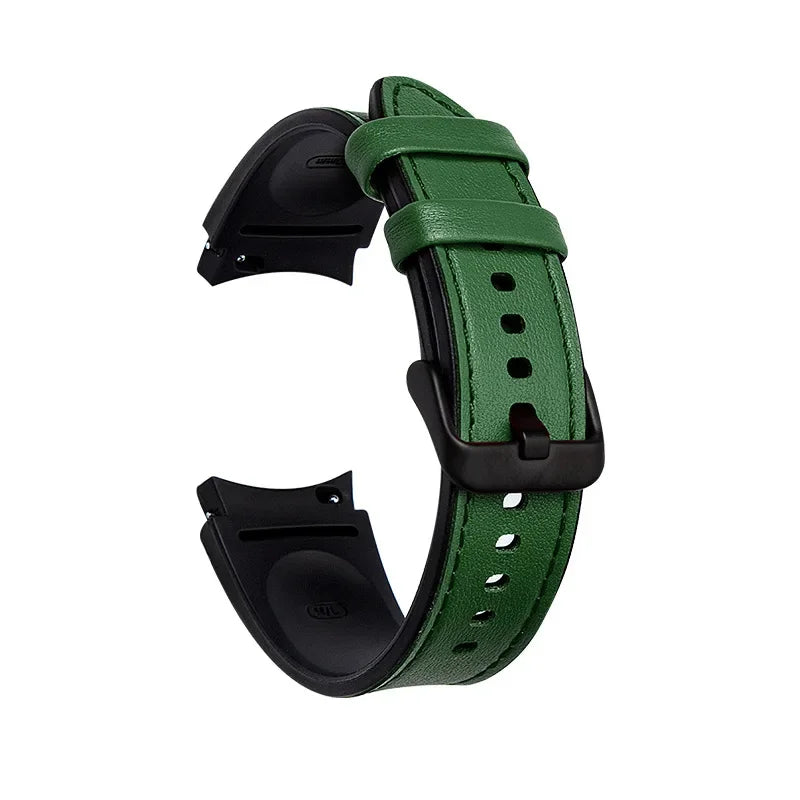 No Gaps Leather Strap for Samsung Galaxy Watch 7 6 5 4 40mm 44mm 6 4Classic 43mm 47mm Silicone Band for Galaxy Watch 5Pro 45mm