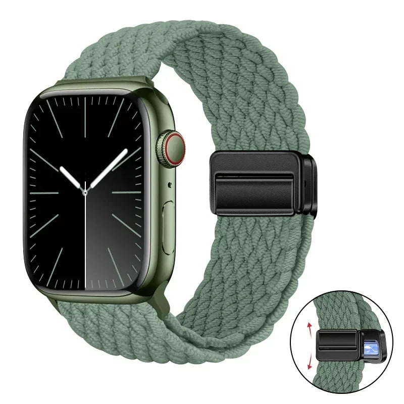 Magnetic Braided band For Apple Watch band 46mm 42mm 45mm 41mm 44mm 40mm Ultra 2 49mm Nylon band Apple Watch 10 9 8 7 6 5 4 SE