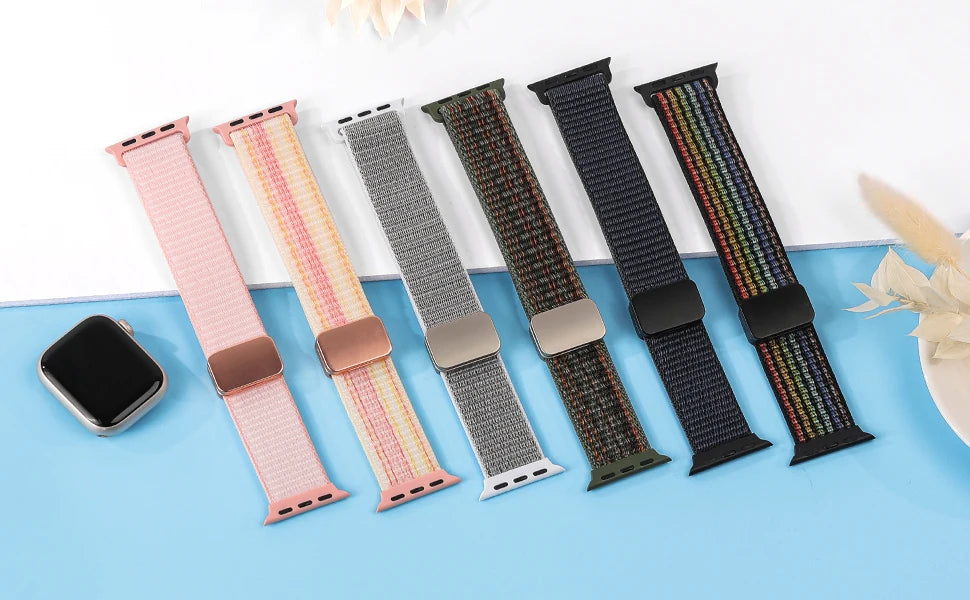 Magnetic band for Apple Watch band 46mm 40mm 45mm 44mm 41mm 38mm 42mm Nylon band Apple Watch Series 10 SE 9 8 7 6 5 Ultra 2 49mm
