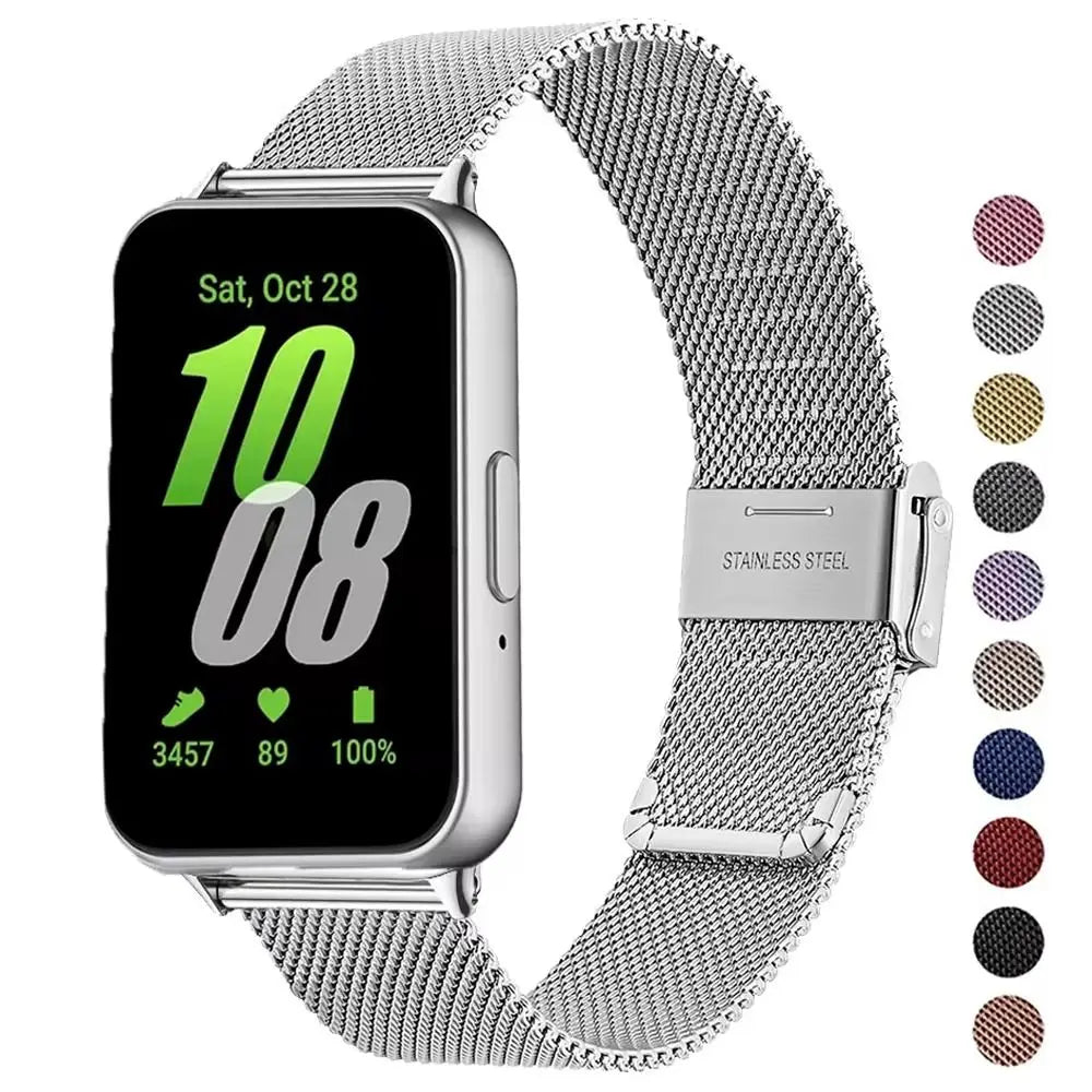 Stainless Steel Strap for Samsung Galaxy Fit 3 Smartwatch Strap Metal Loop Bracelet Watchband for Galaxy Fit3 Replacement Correa