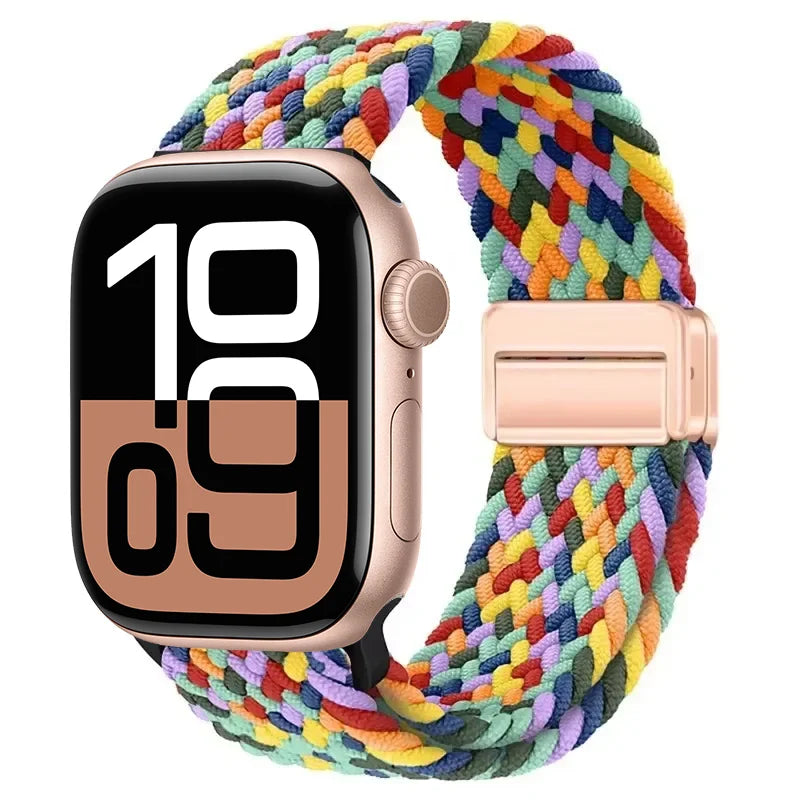Nylon Braided Loop band for Apple Watch Ultra 3 2 49mm 11 10 42mm 46mm 9 8 7 45mm 41mm Magnetic band Apple Watch 6 5 SE 44mm 40mm band