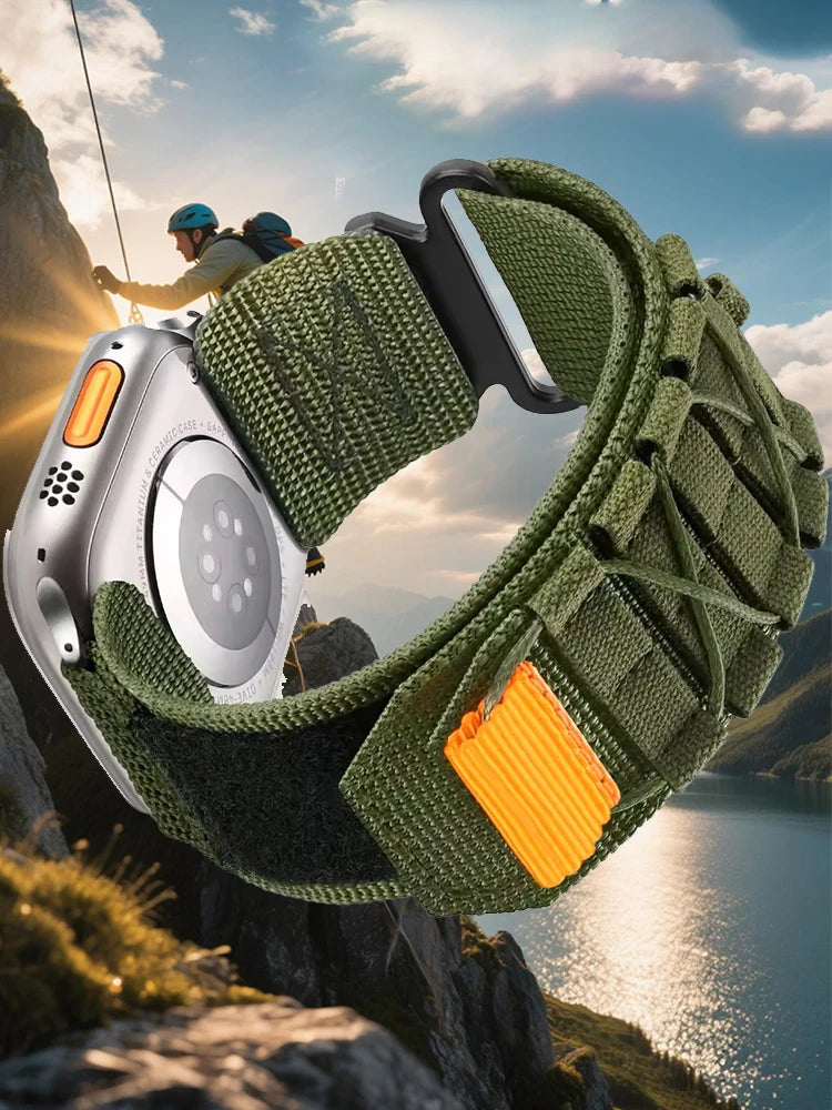 Nylon Watch band for Apple Watch Ultra 3 Ultra 2 49mm , Series 10 46mm , Series 9 8 7 45mm , Series 6 5 4 SE 44mm Velcro Bands