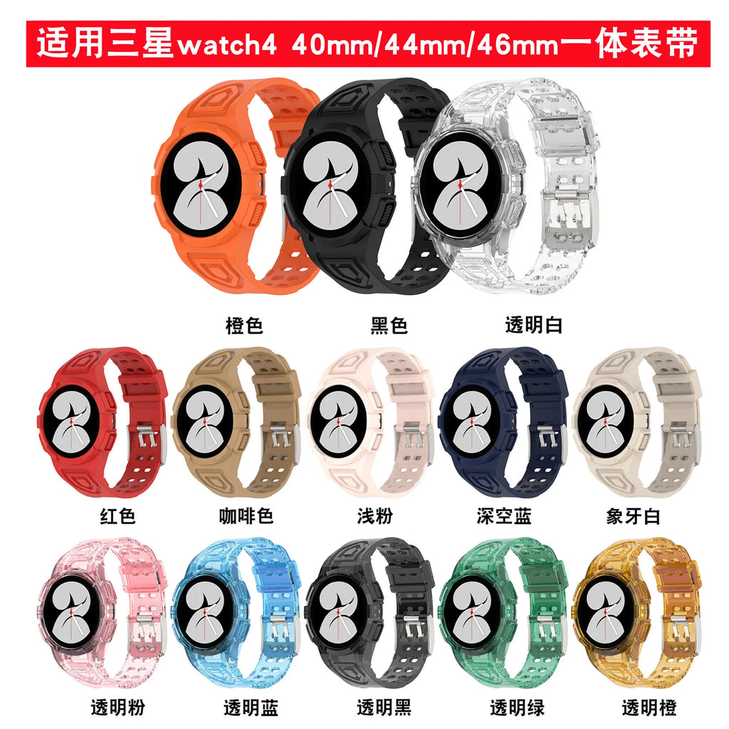 Transparent Case Cover+Strap for Samsung Galaxy Watch 4 6 5 44mm 40mm/4 Classic 46mm TPU bracelet Galaxy Watch4 watch5 watch6