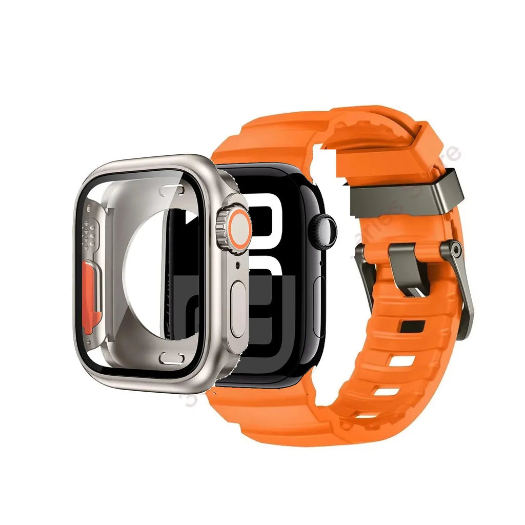 Silicone band+Case Change to Ultra For Apple Watch Ultra 10 9 8 7 6 5 4 SE For Apple Watch 46mm 49mm 45mm 44mm 42mm 41mm 40mm 38mm
