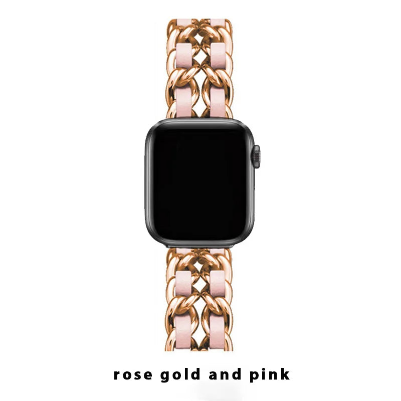 Women metal band for Apple Watch band 10 9 8 Ultra 46mm 42mm 49mm 7 SE 6 5 41mm 45mm 44mm 40mm Lady Gold Steel band Wristband