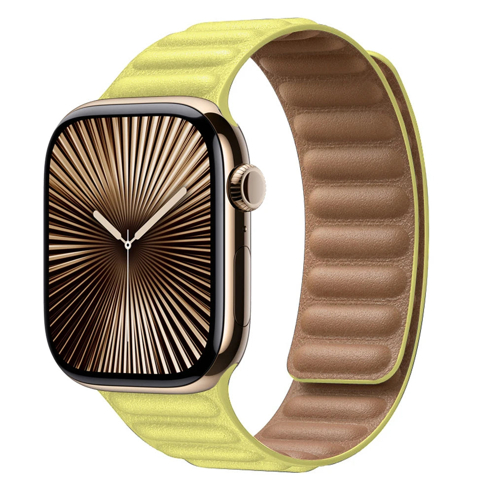 Leather Link for Apple Watch band 44mm 45mm 40mm 38mm 42mm Magnetic Loop band Apple Watch seires SE 6 7 8 9 10 46mm Ultra 2 49mm band