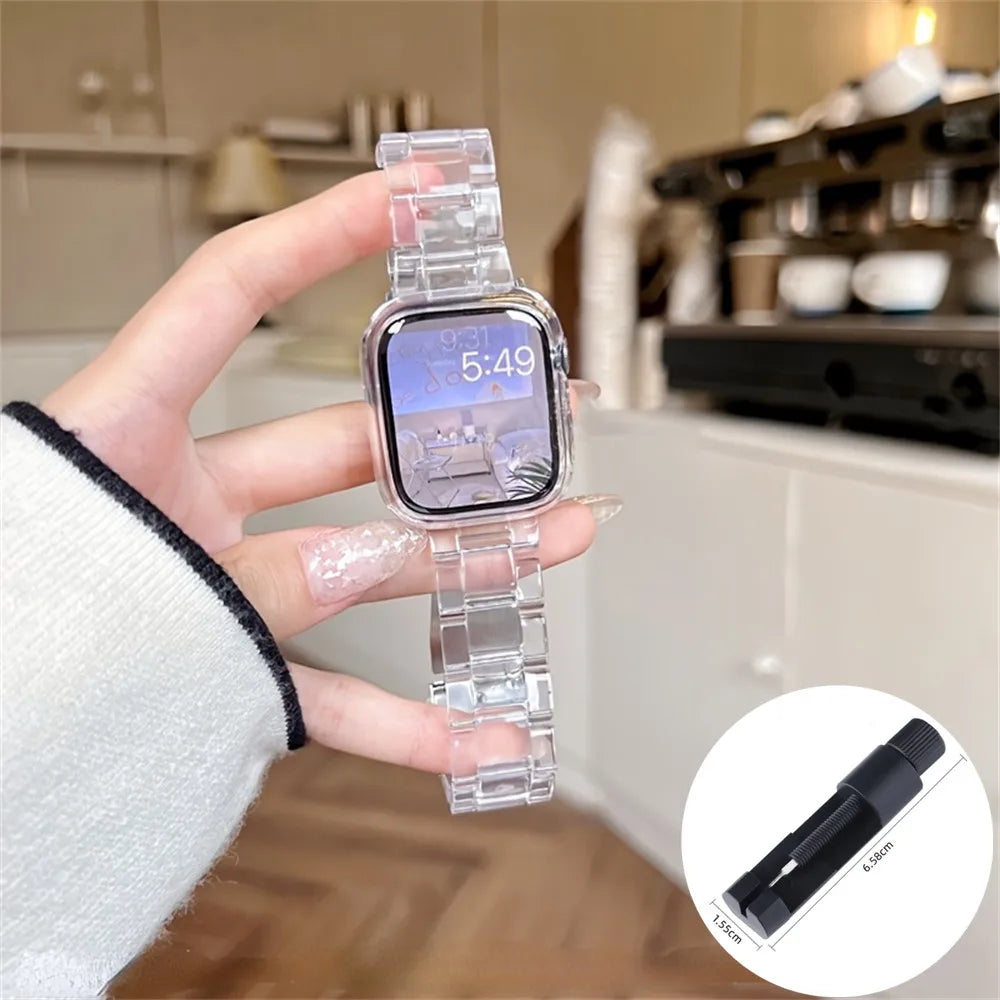 Transparent Link band for Apple Watch band 44mm Ultra 49mm 41mm 45mm 46mm 42mm glacier band Apple Watch Series 10 9 8 7 6 5 4 3