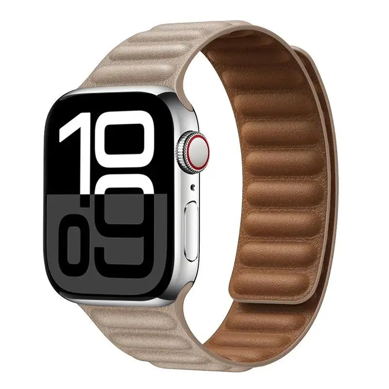 Leather band for Apple Watch band 49mm 46mm 42mm 41mm 44mm Original Magnetic Loop Link band Apple Watch 10 11 9 8 7 SE Ultra 2 3