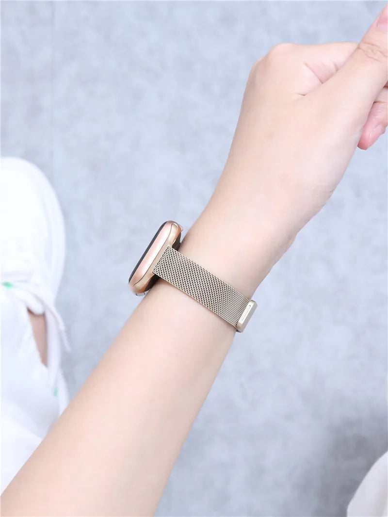 Magnetic Loop band For Apple Watch band 40mm 44mm 45mm 41mm 42mm 38mm Slim Stainless steel band Apple Watch Series 3 4 5 6 SE 7