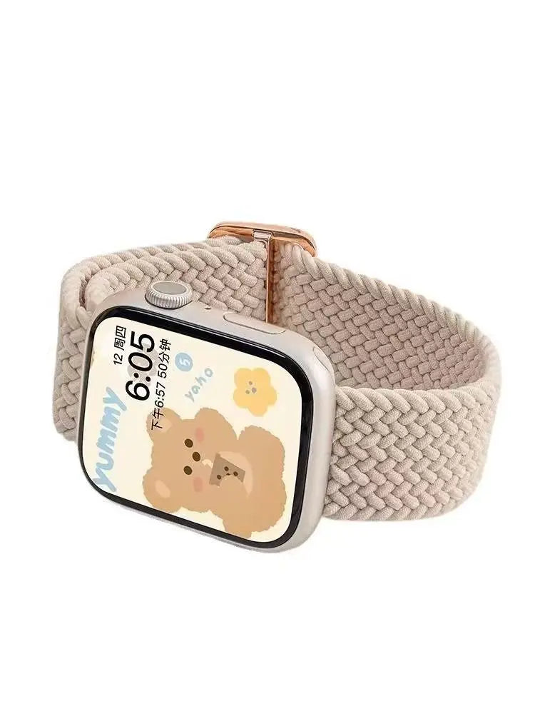 Braided band For Apple Watch band 45mm Ultra 2 49mm 44mm 40mm 41mm 42mm 46mm Elastic adjustable band Series 10 9 8 7 3 5 SE 6 4