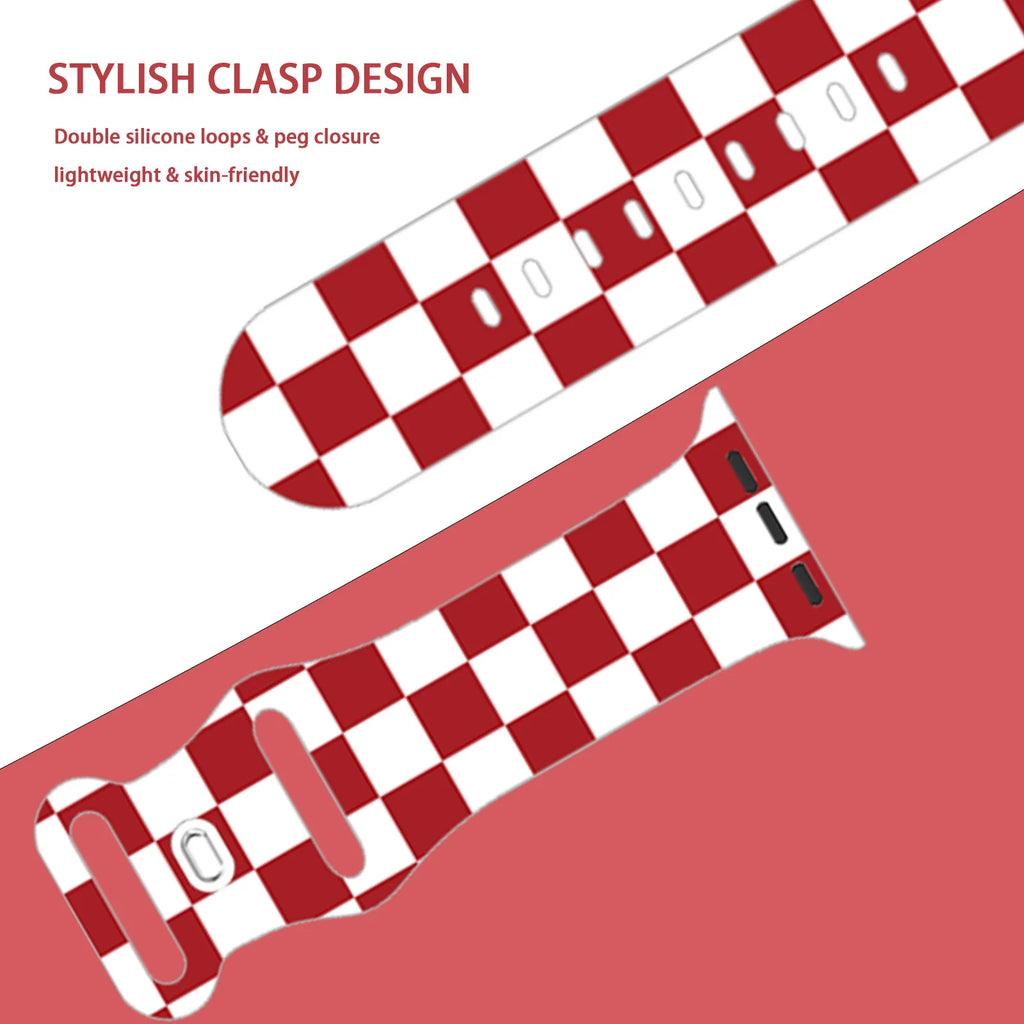 Lattice Printed band for Apple Watch 10 9 8 7 SE Silicone band Replaceable band for Apple Watch 46mm 44mm 42mm 41mm Watchband