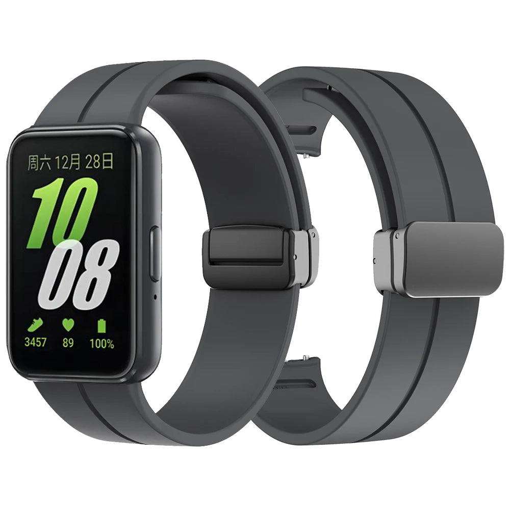 Sports Silicone Band For Samsung Galaxy Fit3 Fit 3 SM-R390 Magnetic D Buckle Strap Wristband Bracelet Replacement Accessories