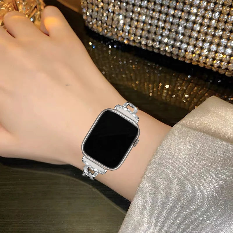 Women band for Apple Watch 8 band Ultra 49mm 41mm 45mm Diamond Steel band Apple Watch Series 8 7 6 5 4 3 SE 38mm 42mm 40mm 44mm