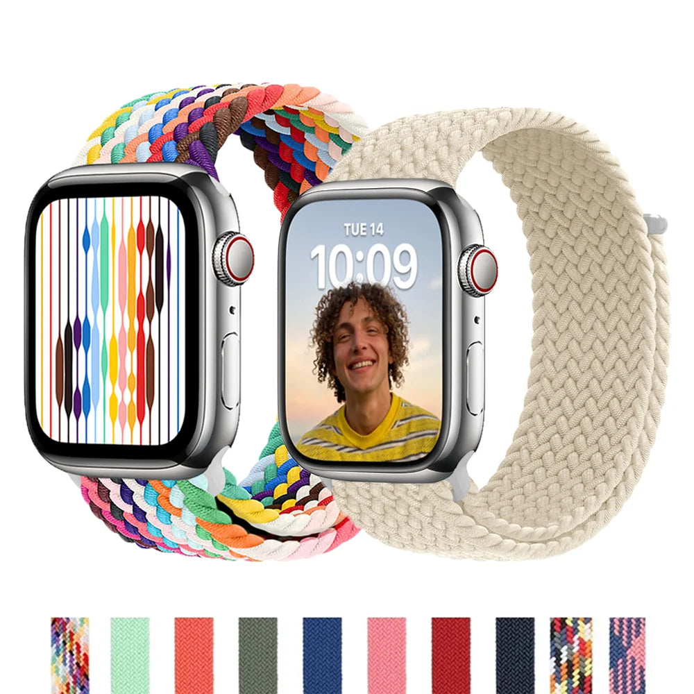 Band For Apple Watch band 44mm 40mm 45mm 41mm 42mm Ultra 49mm correa Braided Solo Loop band Apple Watch Series 7 3 5 SE 6 8