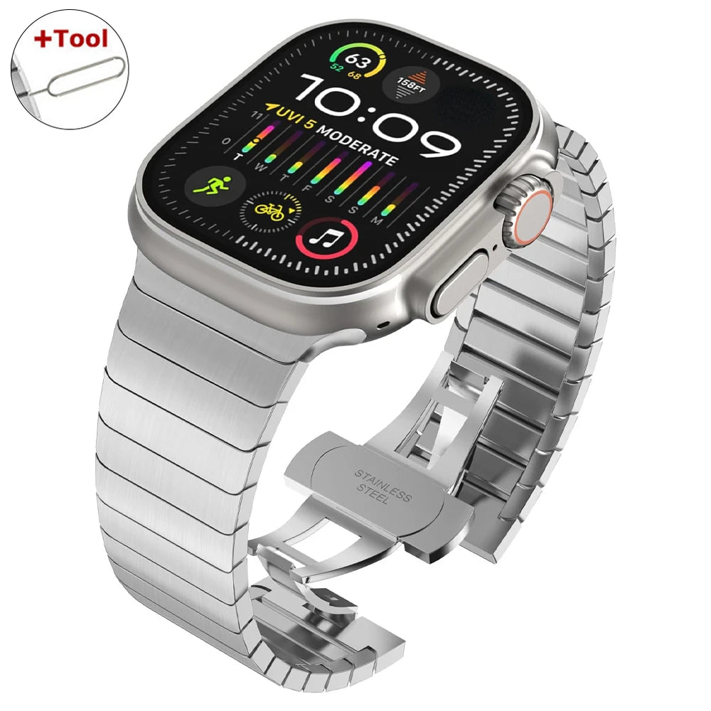 Ultra 3 2 Titanium Color For Apple Watch Ultra 49mm 45mm 44mm 42mm Luxury band Apple Watch 11 46mm 41mm 9 10 Stainless Steel Band