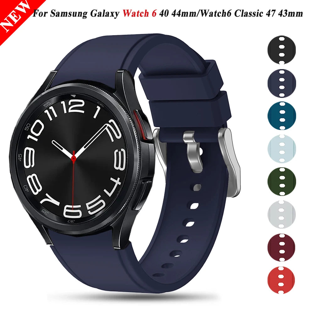 Sport Silicone Strap for Samsung Galaxy Watch 6 44mm 40mm Accessories Watch Band Bracelet Galaxy Watch6 Classic 43mm 47mm Correa