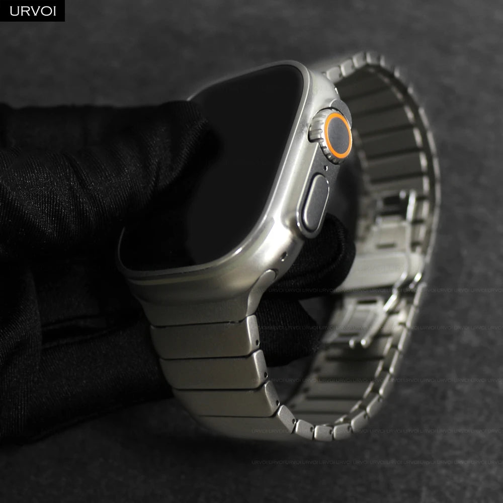 URVOI band for Apple Watch Ultra 3 2 Link band gen.1 3 stainless steel band butterfly clasp wristband for Apple Watch 45mm 46mm 49mm