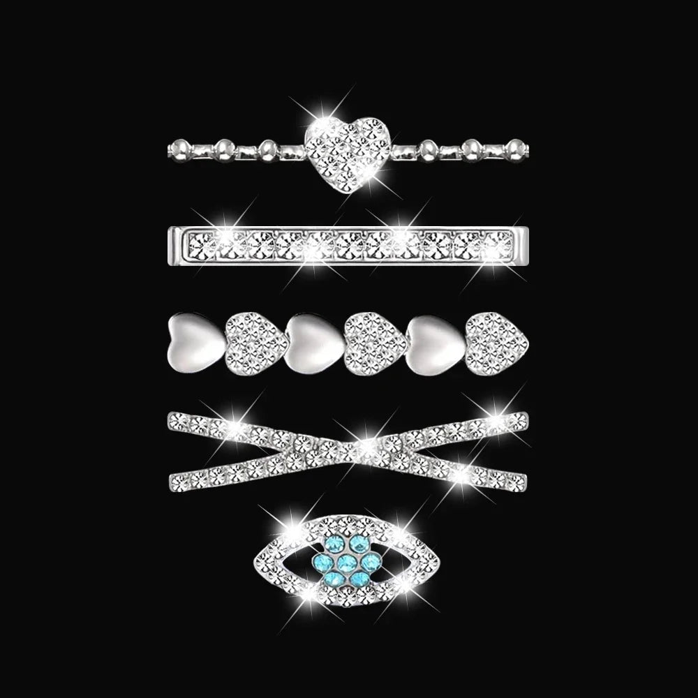 5pcs Decoration Ring For Apple Watch band Series 10 8 7 9 6 Diamond Jewelry Charms for Samsung Huawei Silicone band accessories