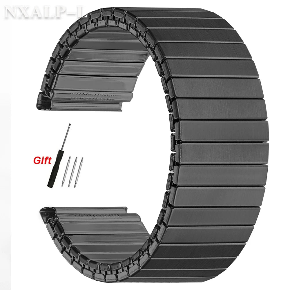 18mm 20mm 22mm Stainless Steel Elastic Stretch Strap for Huawei for Samsung Galaxy Smart Watch Band Metal Expansion Wristband