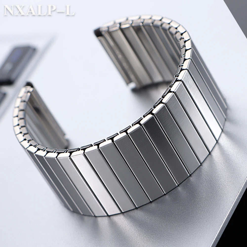 18mm 20mm 22mm Stainless Steel Elastic Stretch Strap for Huawei for Samsung Galaxy Smart Watch Band Metal Expansion Wristband