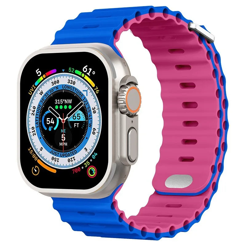 Ocean band for Apple Watch Ultra 3 2 band 49mm Series 45mm 41mm 46mm 42mm 40mm 44mm Silicone watch band Apple Watch 11 10 9 8 7 6 5 SE2