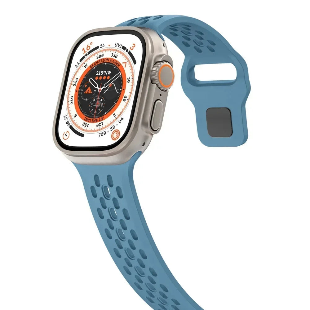 Sport Silicone band for Apple Watch Ultra 2 1 10 42mm 46mm 49mm Soft Breathable band Wristband Apple Watch Series 9 8 7 6 5 4 SE Band