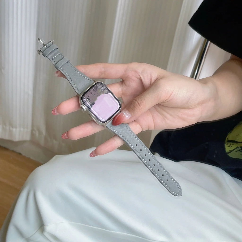 For Apple Watch band women Ultra 11 10 9 8 7 6 5 4 3 2 1 SE 38mm 40mm 41mm 42mm 44mm 45mm 46mm Leather Loop