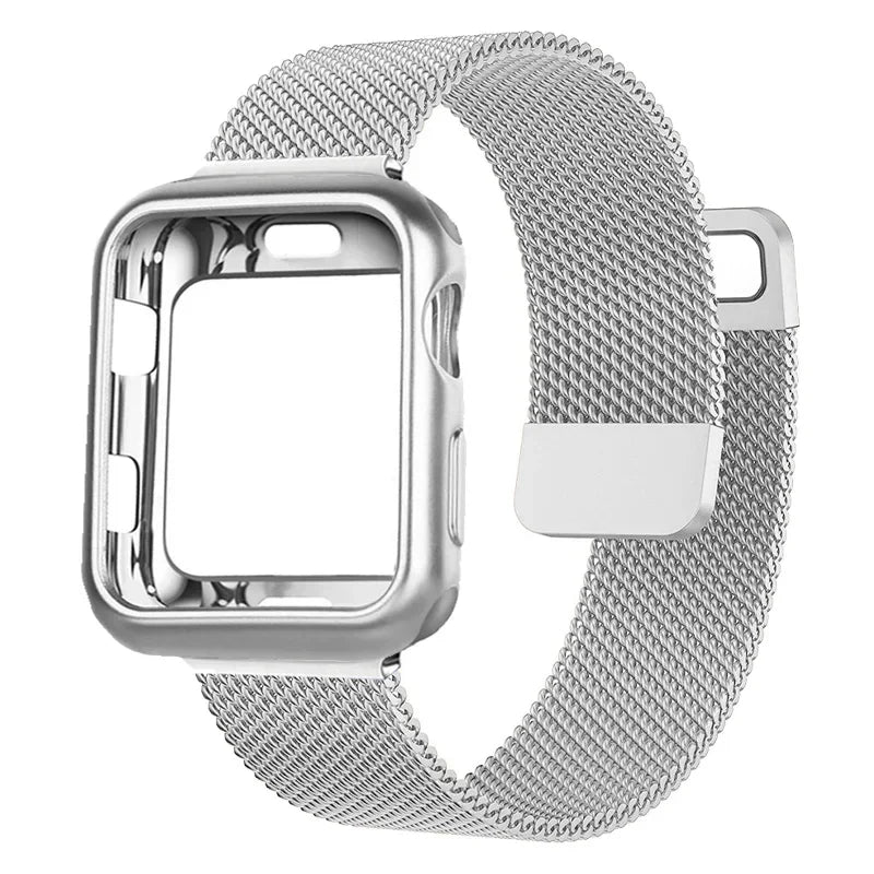 Milanese Case+band for Apple Watch band 10 9 8 7 6 SE 5 46mm 49mm 41mm 40mm 44mm 42mm watch band For Apple Watch Series 9 Correa 45mm