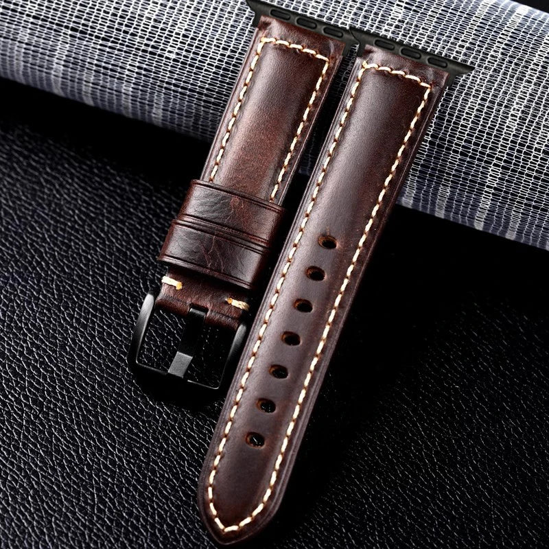 Vintage Cow Leather Watch band for Apple Watch band 46mm 42mm 49mm 45mm 44mm Ultra 3 2 Leather band for Apple Watch Series 11 10 9