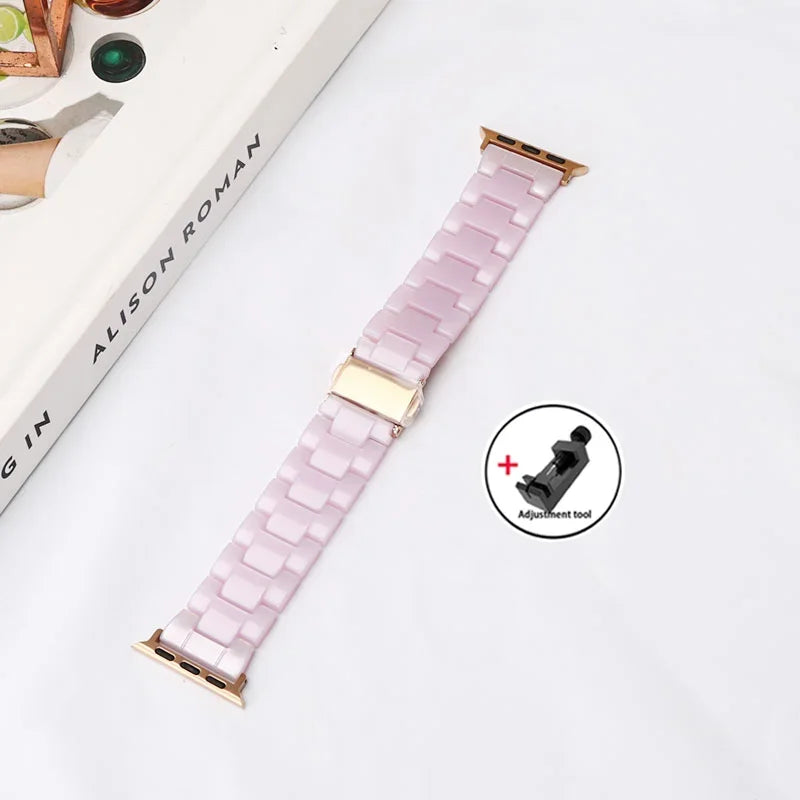 Resin band for Apple Watch band 44mm 40mm 45mm 49mm 38mm 42mm 41mm Fashion Wrist band for Apple Watch Series 8 7 6 5 4 3 2 1 Ultra 2