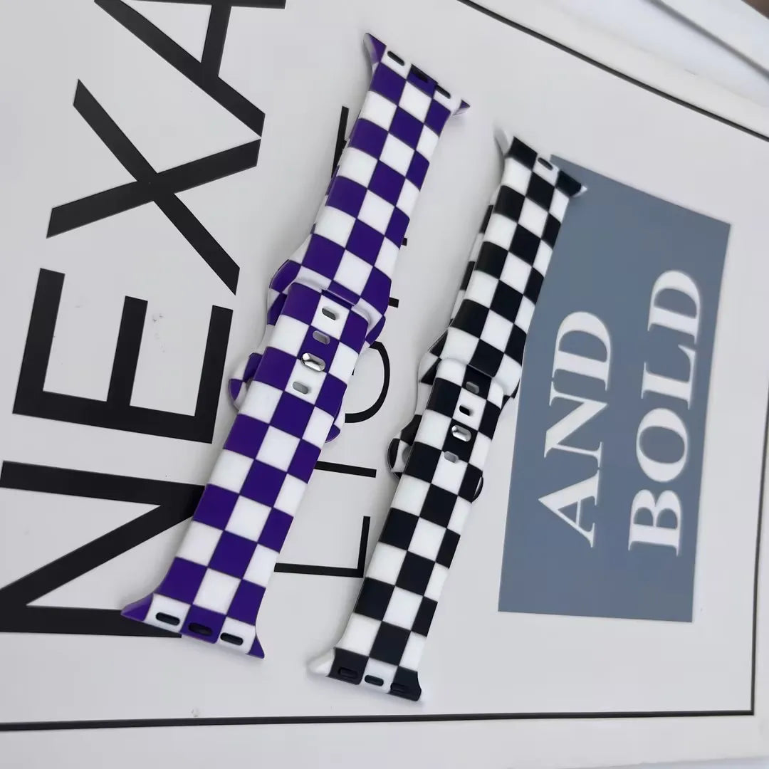 Lattice Printed band for Apple Watch 10 9 8 7 SE Silicone band Replaceable band for Apple Watch 46mm 44mm 42mm 41mm Watchband