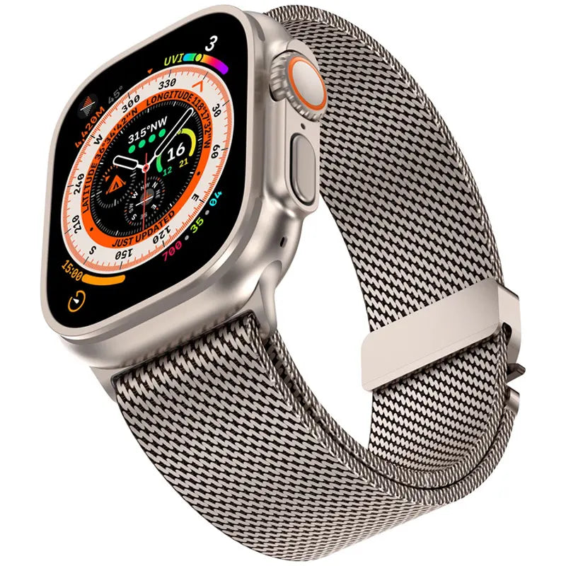 Titanium Official 1:1band For Apple Watch Ultra band 49mm S10 46mm 42mm 45mm 44mm 38mm 40mm 41mm Milanese band Apple Watch 10 9 8 7 6 5 SE 4