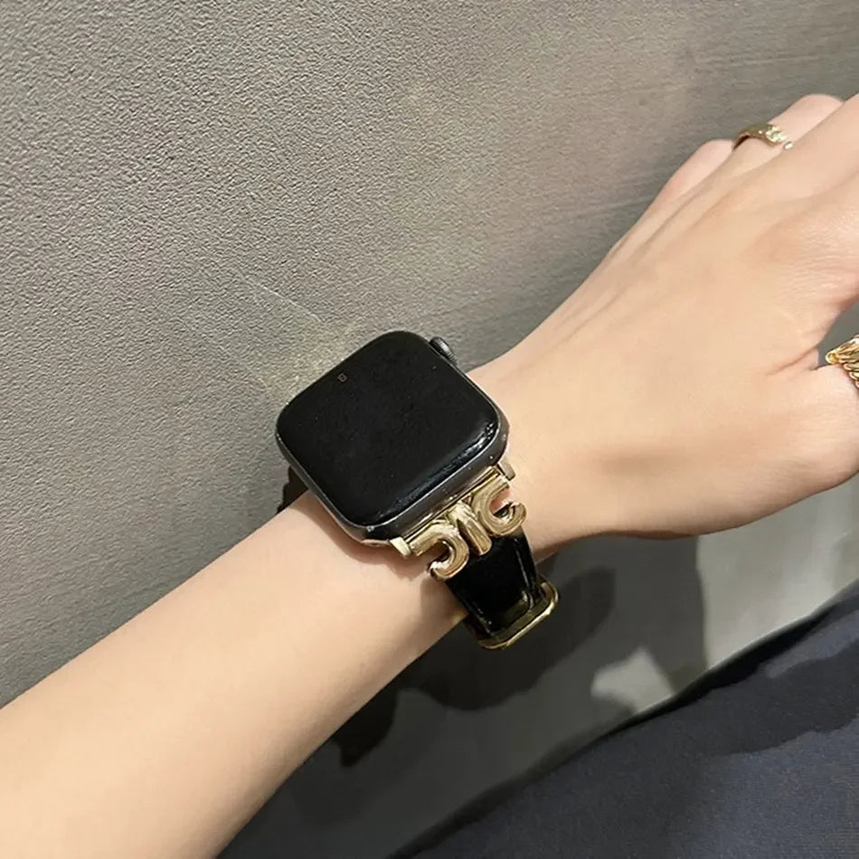 For Apple Watch band Series Ultra 10 9 8 7 6 5 Luxury Leather loop For Women 38mm 40mm 41mm 42mm 44mm 45mm 46mm 49mm band