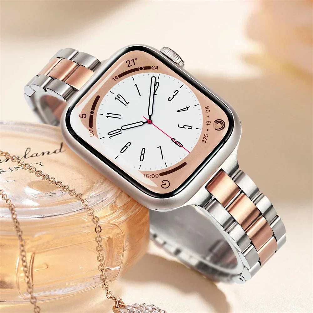 bands for Apple Watch band 10 46mm 44mm 45mm 40mm 42mm 41mm Slim Stainless steel band Ultra 49mm Apple Watch Series 9 8 7 6 SE 5 4