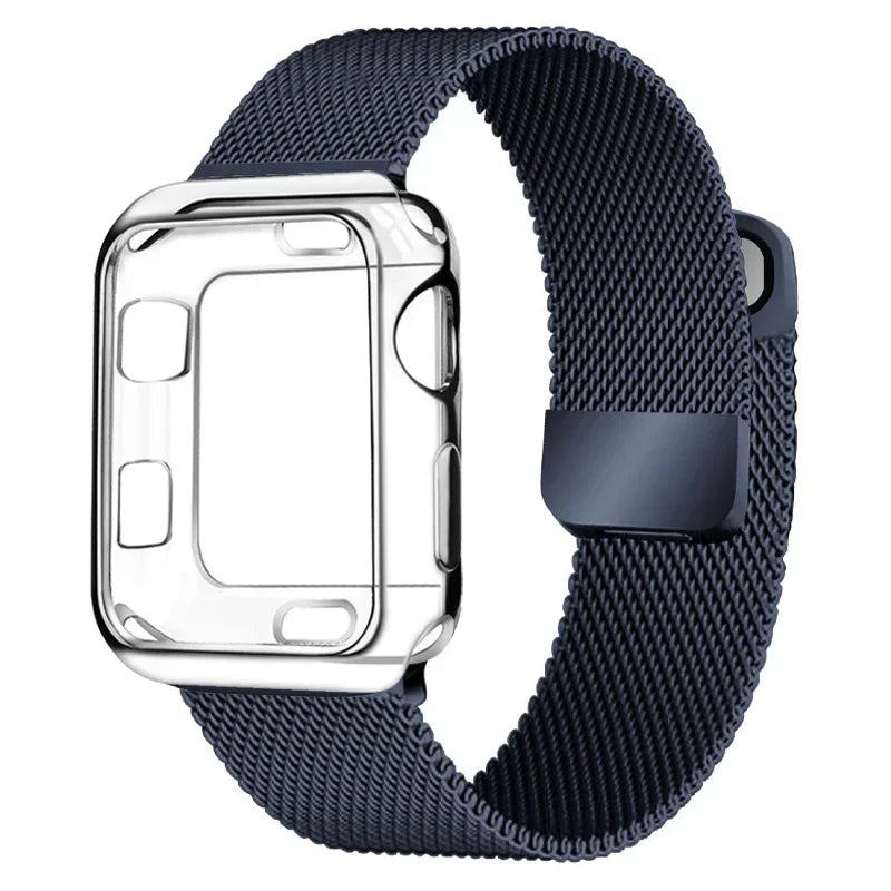 Milanese Case+band for Apple Watch band 10 9 8 7 6 SE 5 46mm 49mm 41mm 40mm 44mm 42mm watch band For Apple Watch Series 9 Correa 45mm