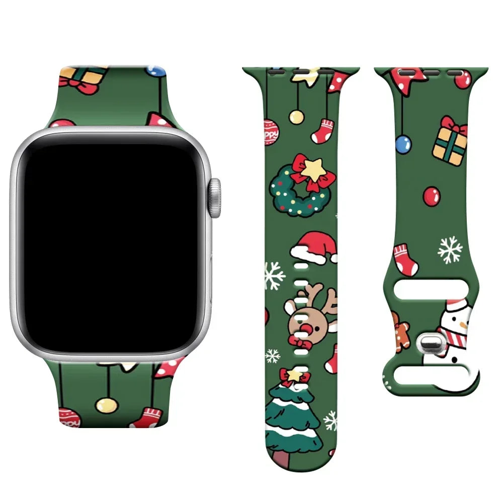 Christmas band for Apple Watch band 40mm 41mm 42mm 44mm 45mm 49mm 46mm Silicone Sport band Apple Watch Ultra 10 9 8 7 6 5 4 3 SE