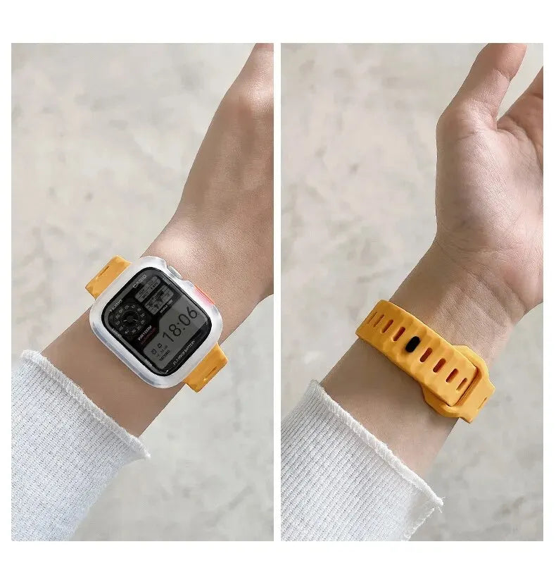 Candy Silicone Case+ band For Apple Watch Series 9 45mm band 8 7 42mm 41mm SE 6 5 4 3 2 1 44mm 40mm 38mm Apple Watch Ultra 2 49mm