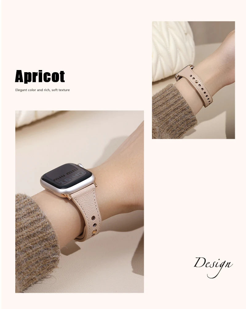 Sheepskin band for Apple Watch 10 band 46mm 42mm 41mm 45mm 40mm 44mm Slim Leather Women band Apple Watch Series 8 7 SE 6 5 Belt