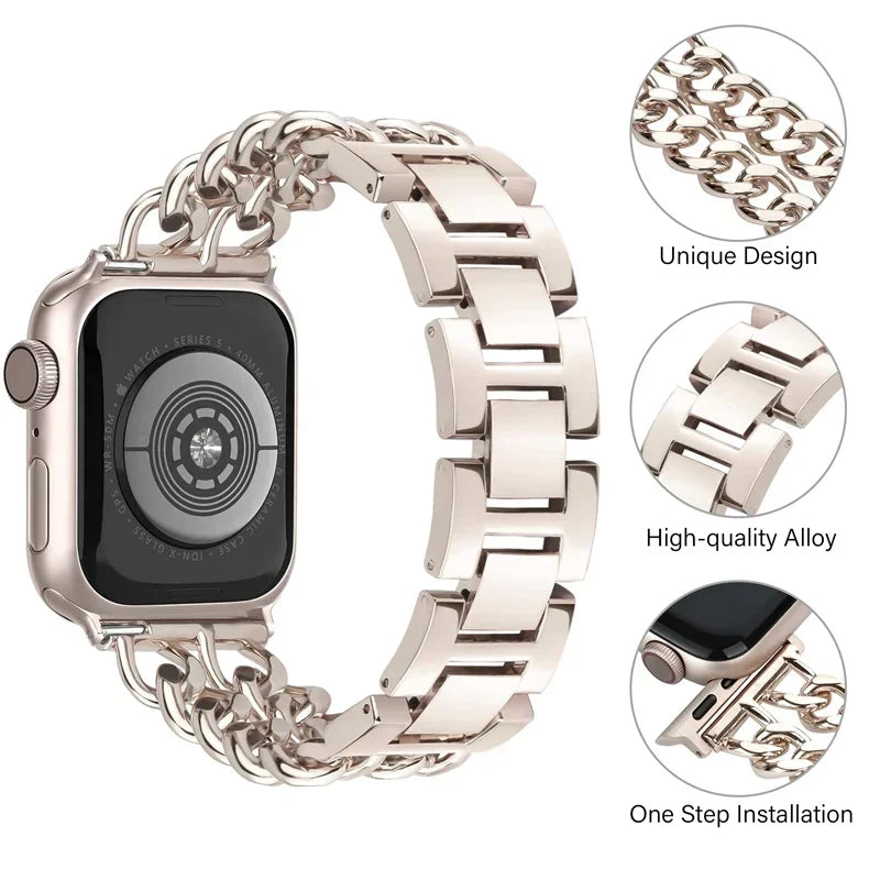 Link band for Apple Watch band Ultra 2 49mm 40mm 44mm 41mm 45mm metal Stainless steel Apple Watch band Series 9 8 7 SE 6 5 4 3