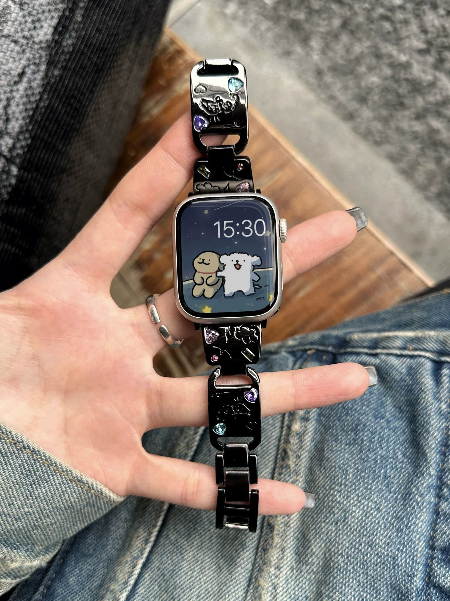 Cute Cat Glossy metal band For Apple Watch Ultra 10 9 8 7 42mm 45mm 46mm 49mm Diamond band For Apple Watch 38mm 41mm 6 5 SE 4