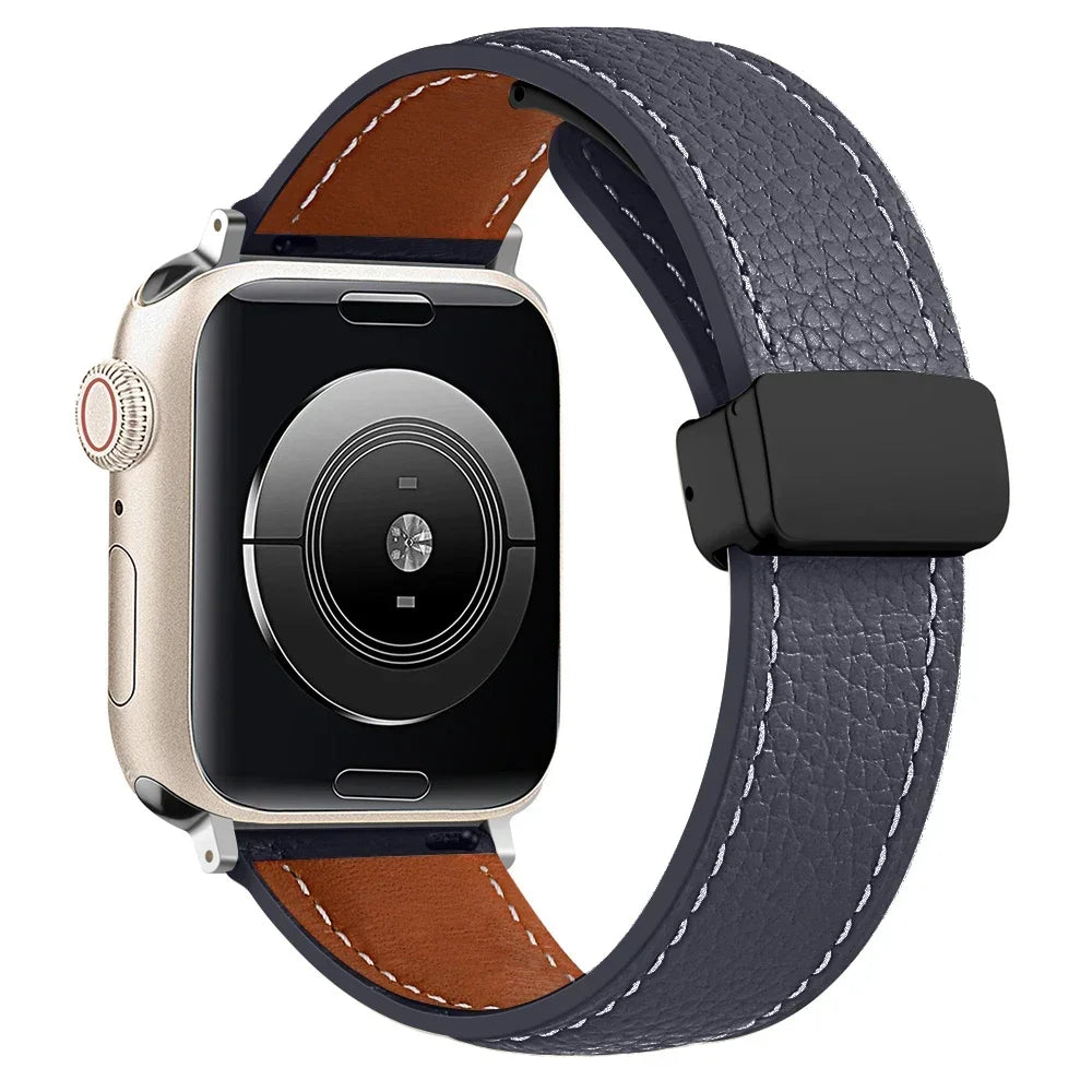Leather band for Apple Watch band 49mm 41mm 45mm 44mm 42mm 40mm 46mm Magnetic band for Apple Watch Ultra 2 Series 10 9 8 7 6 5 SE