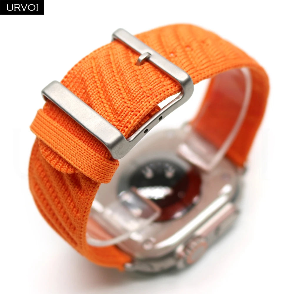 URVOI En Mer band for Apple Watch Ultra 3 2 Series 11 Sport band Orange Gris Titane ocean waves pattern Polyamide Custom Buckle